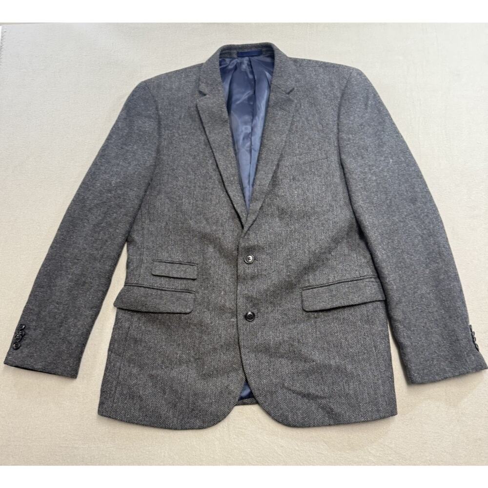 French Connection Grey Melange Patchwork Jacket Wool Blend Size US 40 EU 50